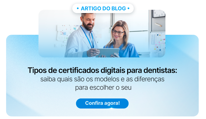 Banner chamando para conferir um artigo do blog de Simples Dental sobre tipos de certificados para dentistas
